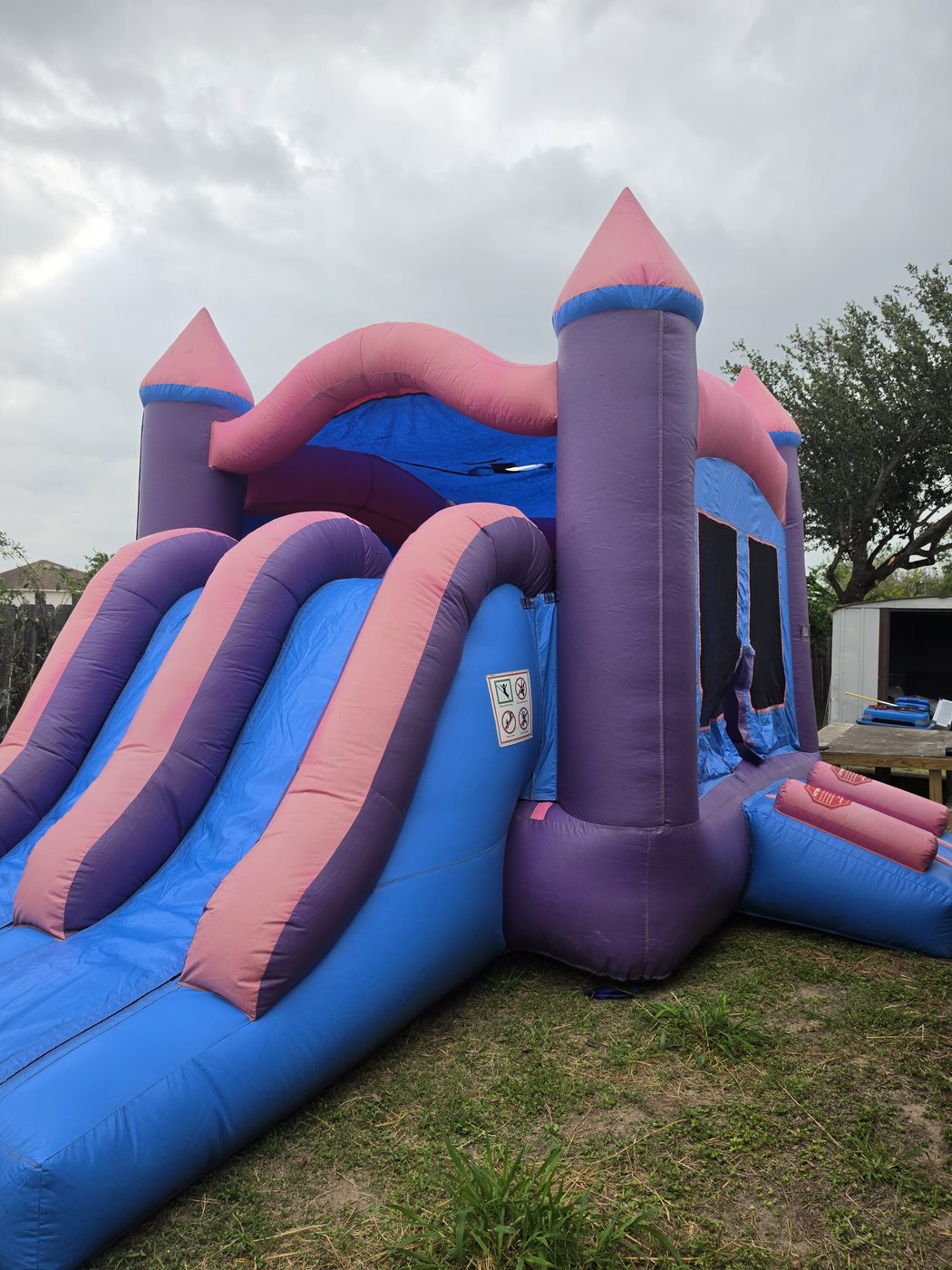 Avery — pink princess castle bounce house with slide